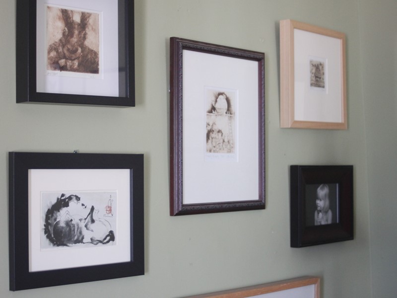 Frames hanging on a wall